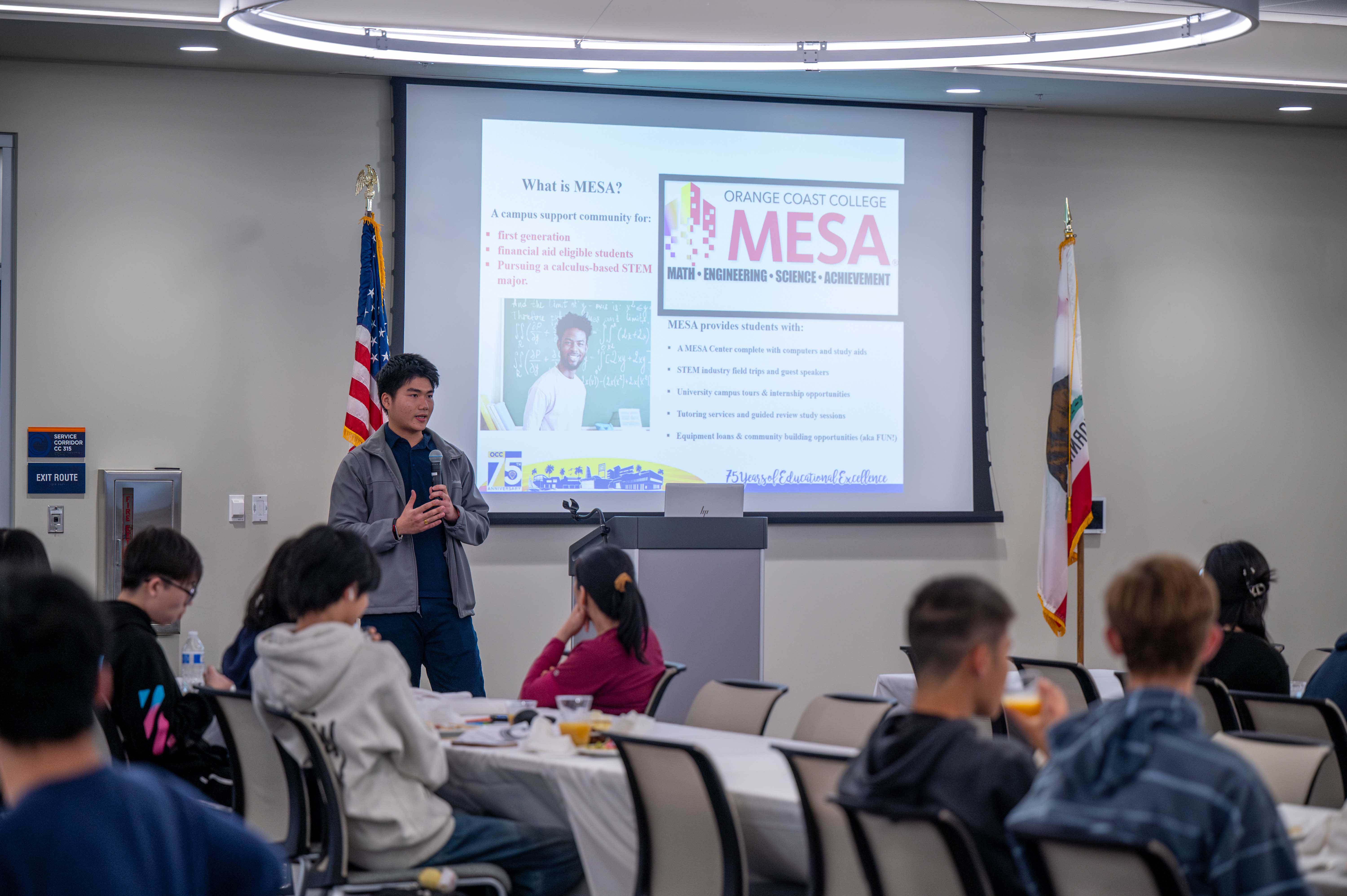 An OCC student presents on the new MESA program