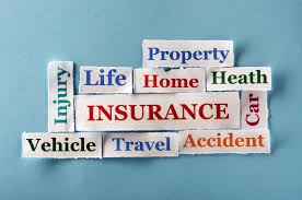 strips of words: Property, life, home, health, insurance, car, injury, vehicle, travel