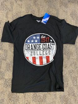 OCC black t-shirt with USA flag in background