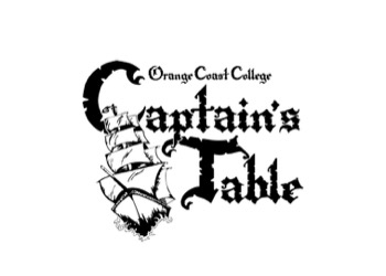 Captains Table logo with picture of ship and old english font