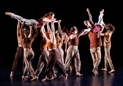 students dancing in 2 groups