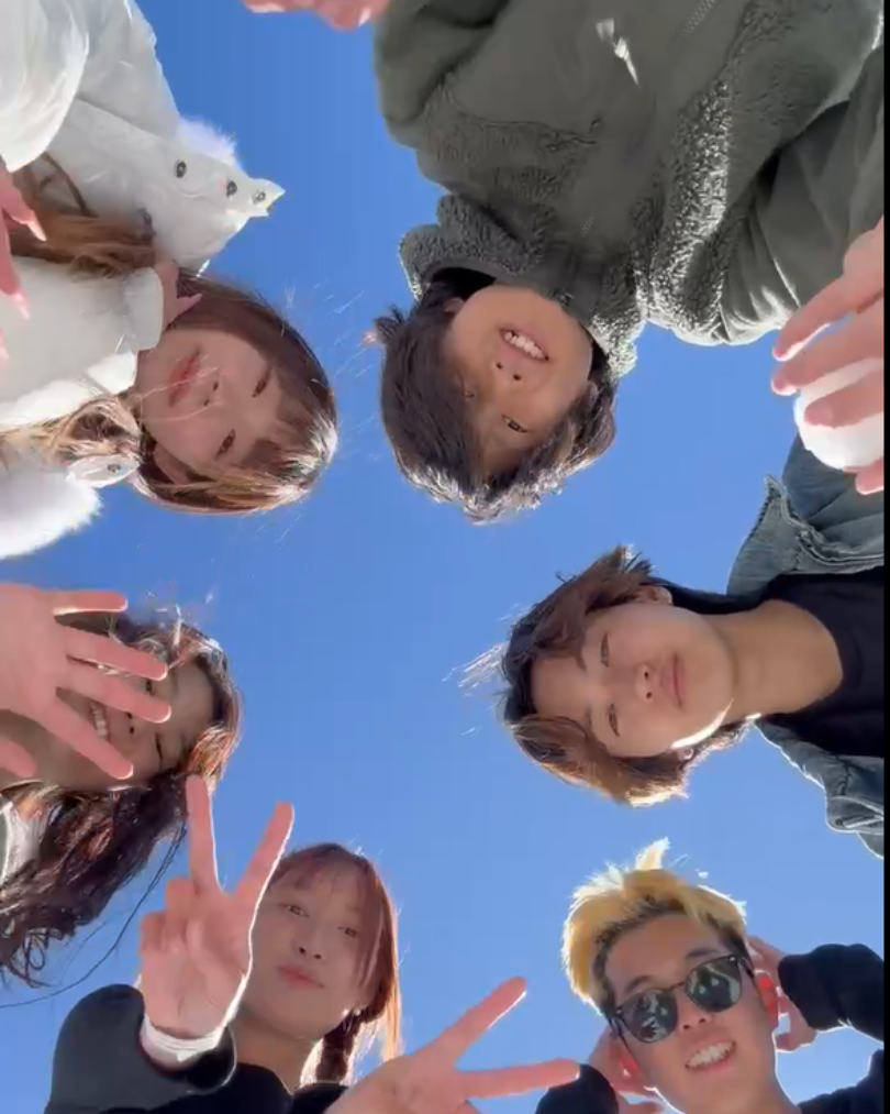 group of students taking selfie